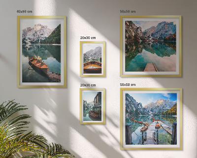 Framed photo set Tranquil lakes wooden boats