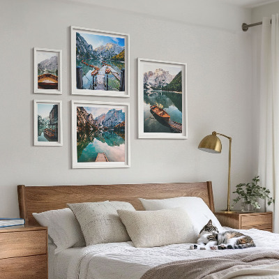 Framed photo set Tranquil lakes wooden boats