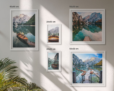 Framed photo set Tranquil lakes wooden boats