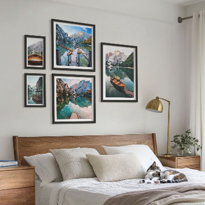Framed photo set Tranquil lakes wooden boats