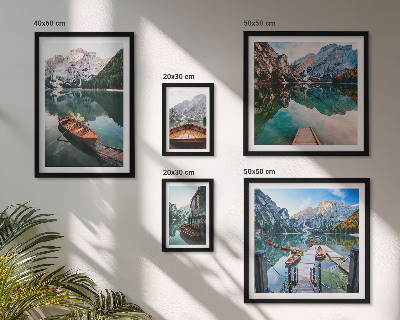 Framed photo set Tranquil lakes wooden boats