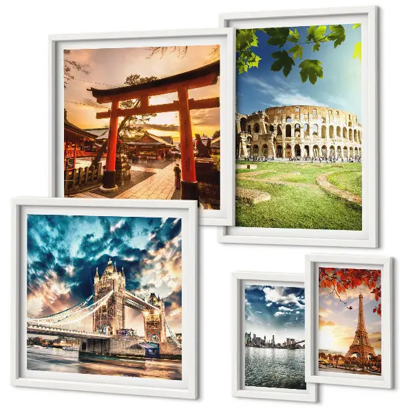 Icons of world architecture set of 5 wall art pieces