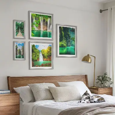 Gallery wall tropical waterfalls with green nature scenery