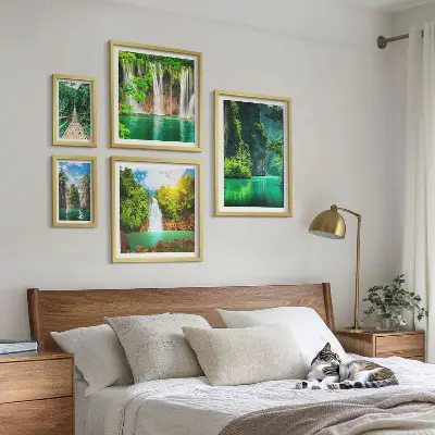 Gallery wall tropical waterfalls with green nature scenery