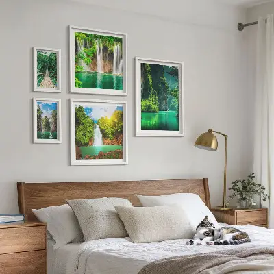 Gallery wall tropical waterfalls with green nature scenery