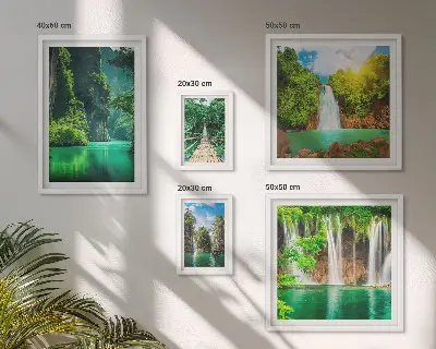 Gallery wall tropical waterfalls with green nature scenery