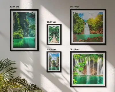 Gallery wall tropical waterfalls with green nature scenery