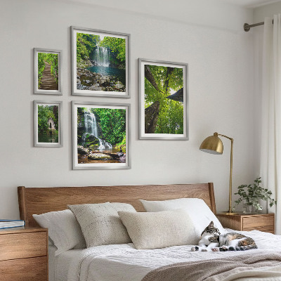 Framed photo set Green landscapes of waterfalls