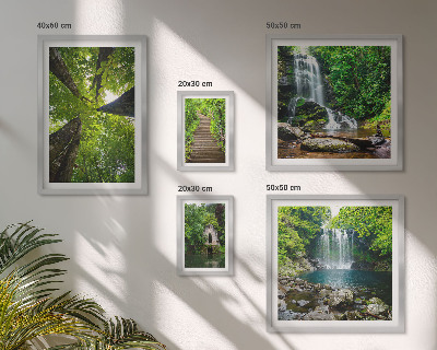 Framed photo set Green landscapes of waterfalls