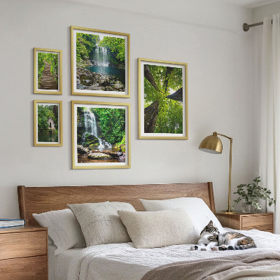 Framed photo set Green landscapes of waterfalls