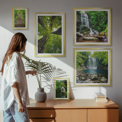 Framed photo set Green landscapes of waterfalls