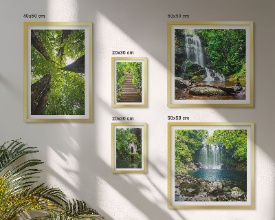 Framed photo set Green landscapes of waterfalls