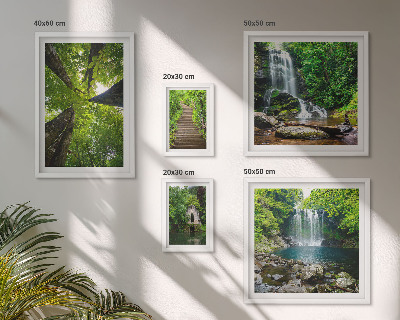 Framed photo set Green landscapes of waterfalls