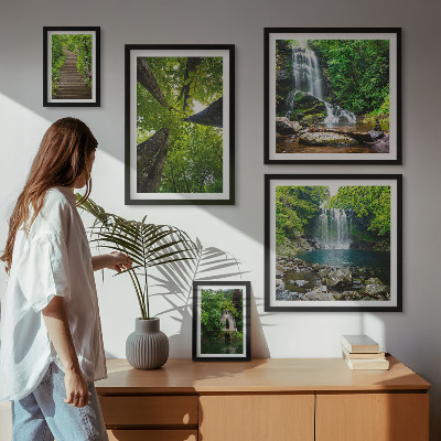 Framed photo set Green landscapes of waterfalls