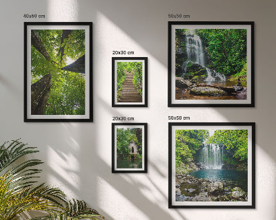 Framed photo set Green landscapes of waterfalls