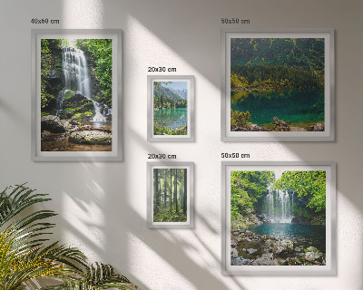 Set of 5 wall art pieces Waterfalls forest landscapes nature