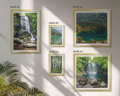 Set of 5 wall art pieces Waterfalls forest landscapes nature