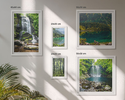 Set of 5 wall art pieces Waterfalls forest landscapes nature