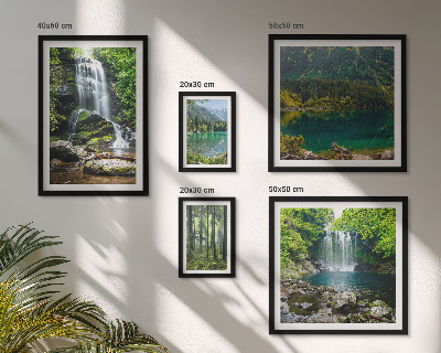 Set of 5 wall art pieces Waterfalls forest landscapes nature