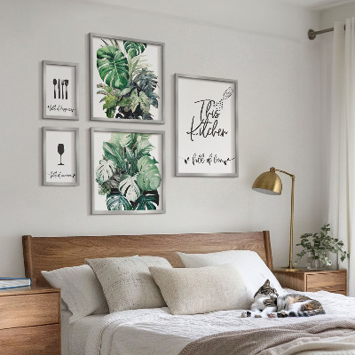 Framed photo set Kitchen plants positive slogans