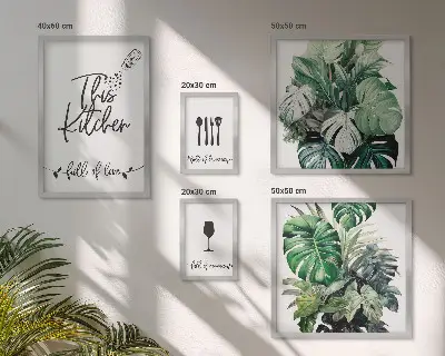 Framed photo set with kitchen plant and positive slogan designs