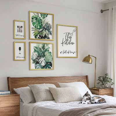 Framed photo set Kitchen plants positive slogans