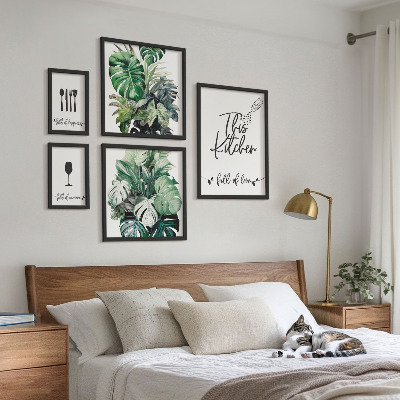 Framed photo set Kitchen plants positive slogans