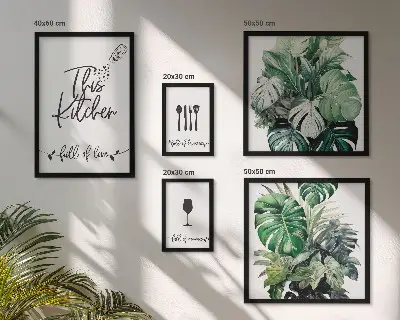 Framed photo set with kitchen plant and positive slogan designs