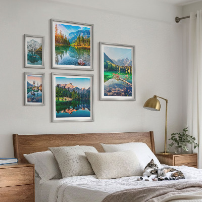 Set of 5 wall art pieces Mountain landscapes, lakes, forests