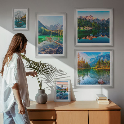 Set of 5 wall art pieces Mountain landscapes, lakes, forests