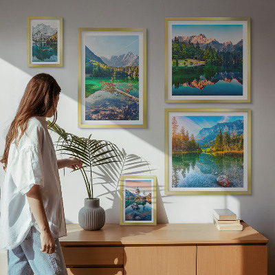 Set of 5 wall art pieces Mountain landscapes, lakes, forests
