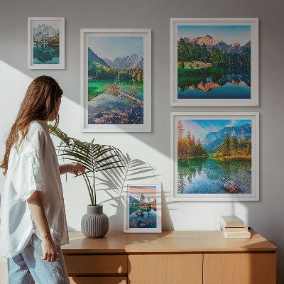 Set of 5 wall art pieces Mountain landscapes, lakes, forests