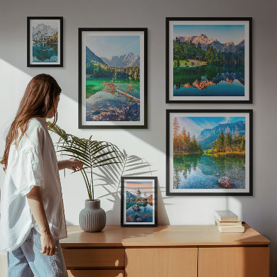 Set of 5 wall art pieces Mountain landscapes, lakes, forests