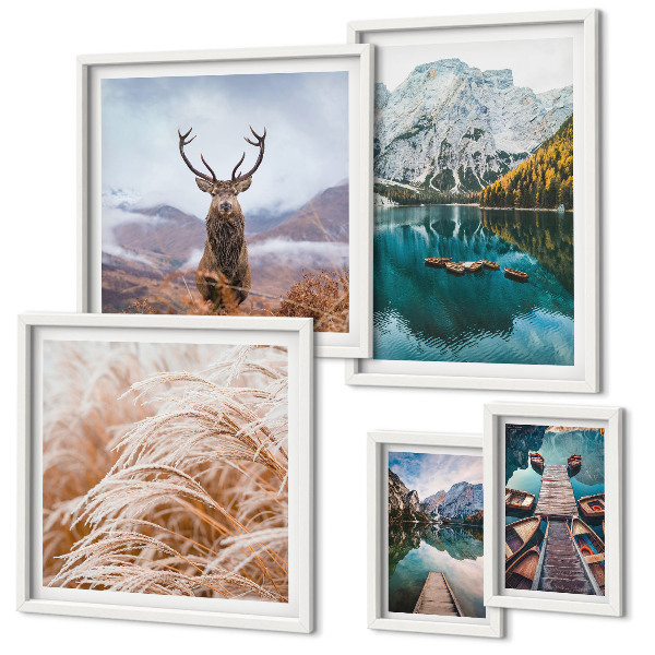Set of 5 wall art pieces Mountain landscapes and the beauty of nature