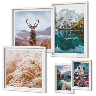 Set of 5 wall art pieces Mountain landscapes and the beauty of nature