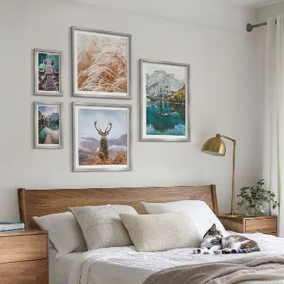 Set of 5 wall art pieces featuring mountain landscapes and the beauty of nature