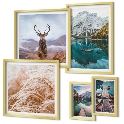 Set of 5 wall art pieces Mountain landscapes and the beauty of nature