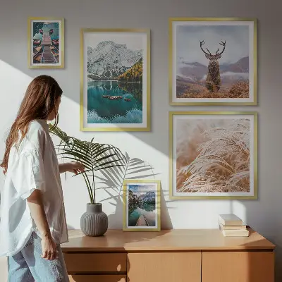 Set of 5 wall art pieces featuring mountain landscapes and the beauty of nature