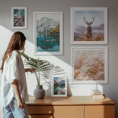 Set of 5 wall art pieces featuring mountain landscapes and the beauty of nature