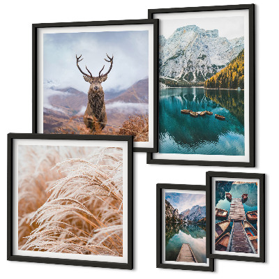 Set of 5 wall art pieces Mountain landscapes and the beauty of nature