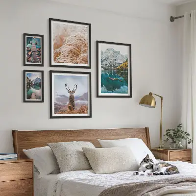 Set of 5 wall art pieces featuring mountain landscapes and the beauty of nature
