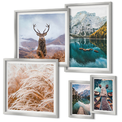 Set of 5 wall art pieces Mountain landscapes and the beauty of nature