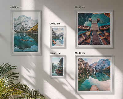 Gallery wall Mountain lakes wooden boats