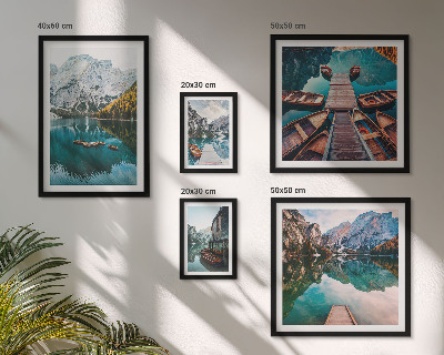 Gallery wall Mountain lakes wooden boats
