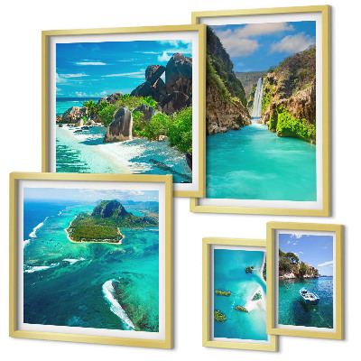 Framed photo set Tropical waterfalls and beaches