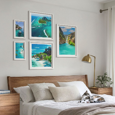 Framed photo set Tropical waterfalls and beaches