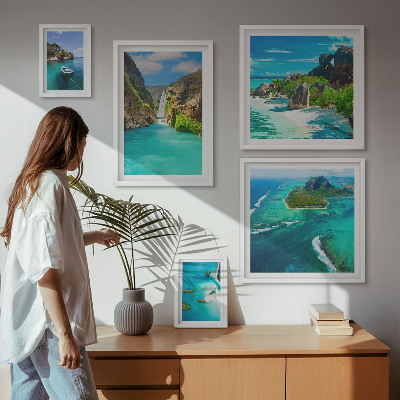 Framed photo set Tropical waterfalls and beaches