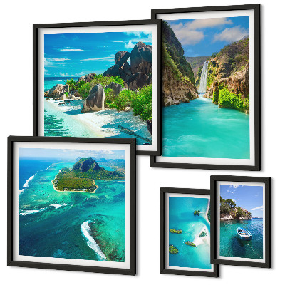 Framed photo set Tropical waterfalls and beaches