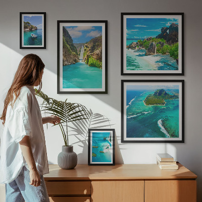 Framed photo set Tropical waterfalls and beaches