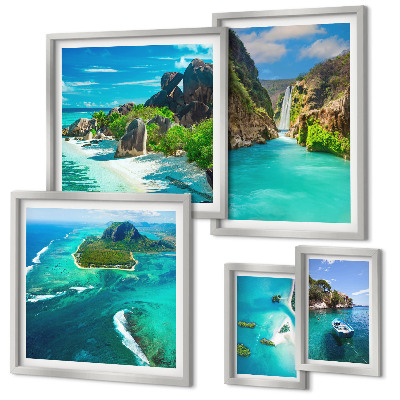 Framed photo set Tropical waterfalls and beaches